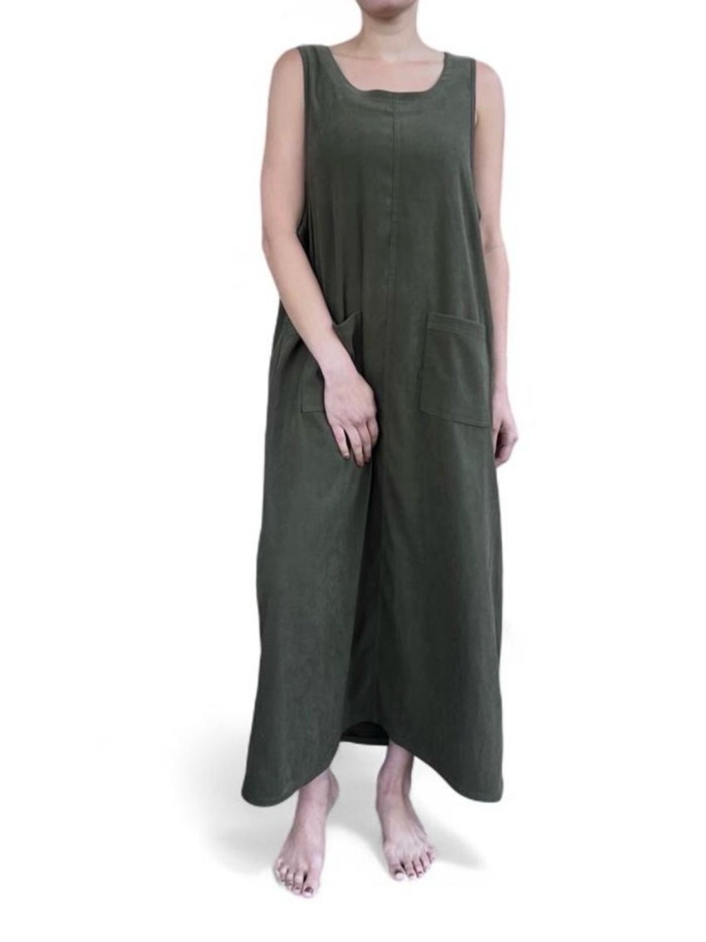 Vintage Olive green lmaxi dress with pockets